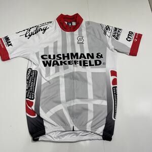 Squadra Cycling Jersey Men's Size Medium Zip Up Shirt Short Sleeve White Red